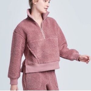 JoyLab 1/4 Zip Sherpa Pullover Mauve L